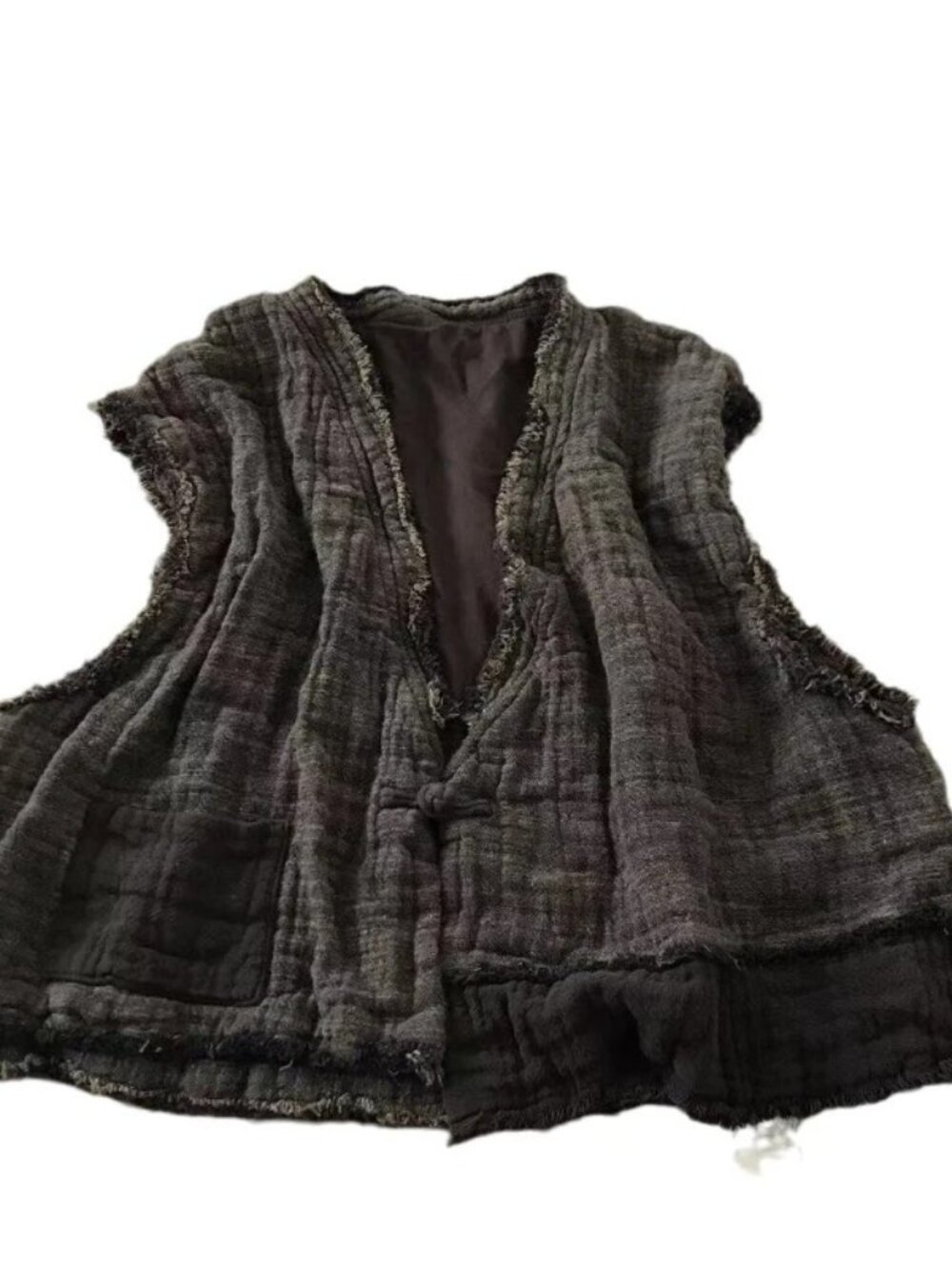 100% Cotton Double Sided Vest, OS, brown/khaki color